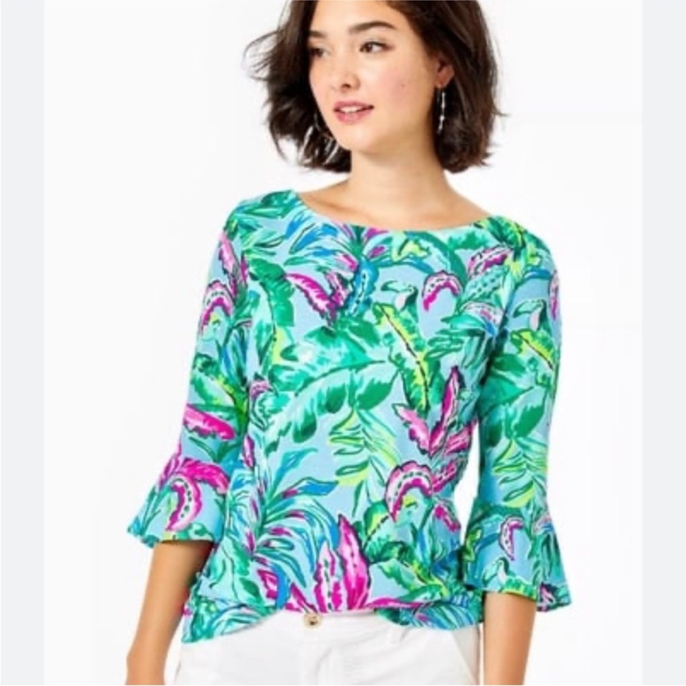 Lilly Pulitzer Fontaine Bell-Sleeve Top Size XS
